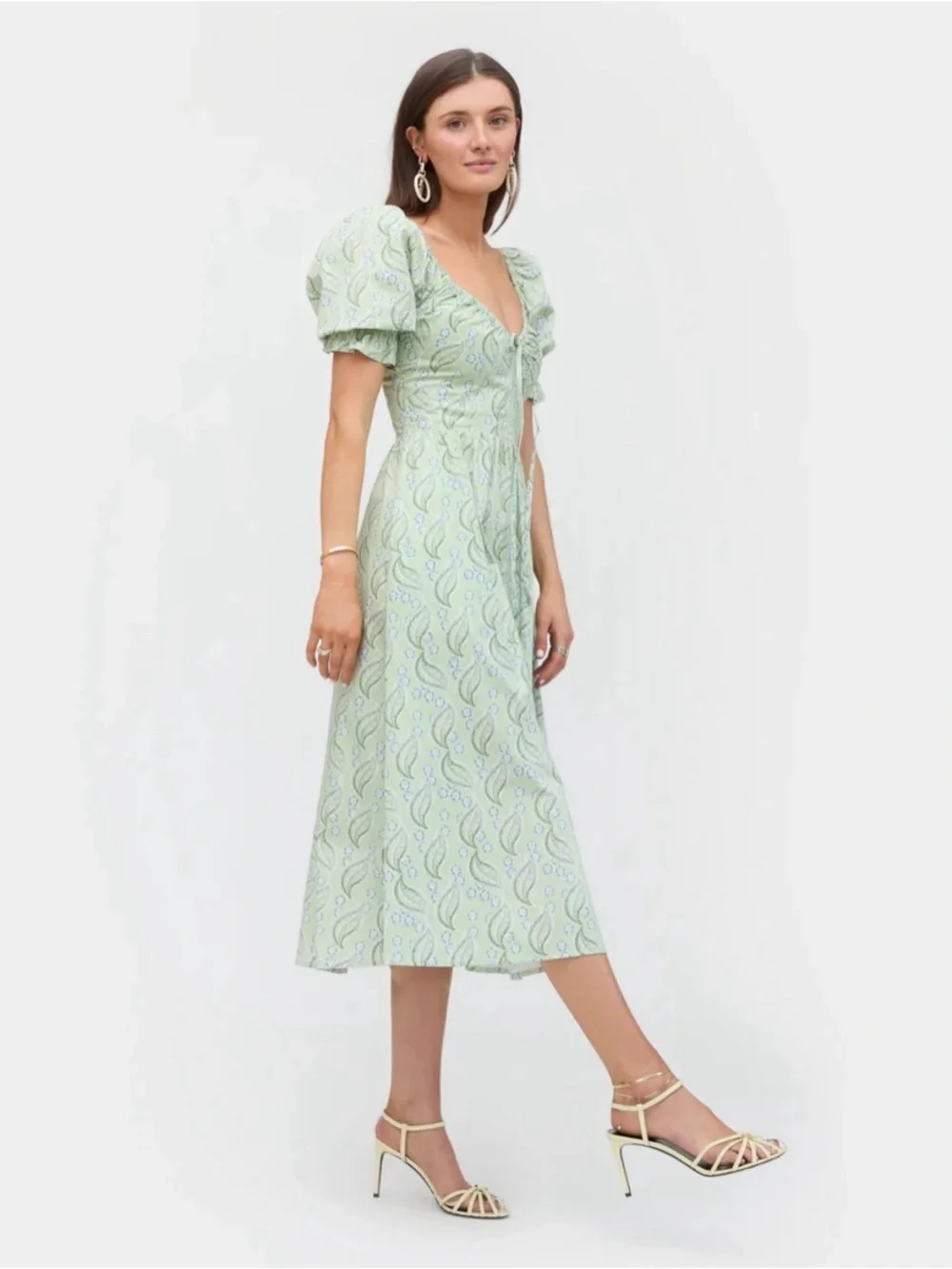 Hill House Ophelia Dress In Green Floral Eucalyptus Size XL NWT - Picture 4 of 9